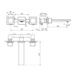 Wash basin tap Wall-mounted concealed - complete set 3 holes material: Brass Without waste, color: Grey surface: Brushed Wall-mounted - external part Wash basin tap Wall-mounted concealed - complete set 3 holes material: Brass Without waste, color: Grey surface: Brushed Wall-mounted - external part
