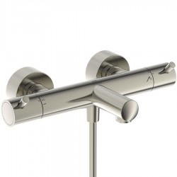 Bathtub tap Wall-mounted exposed material: Brass without hand shower, hose and holder thermostatic, color: Chrome surface: Brushed Wall-mouned exposed