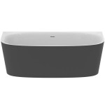 Μπανιέρα εφαπτόμενη 180x80x61 από ορείχαλκο Silk Black επιφάνεια: Ματ, χρώμα: Λευκό/Μαύρο Εφαπτόμενες