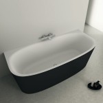 Μπανιέρα εφαπτόμενη 180x80x61 από ορείχαλκο Silk Black επιφάνεια: Ματ, χρώμα: Λευκό/Μαύρο Εφαπτόμενες