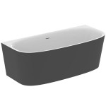 Μπανιέρα εφαπτόμενη 180x80x61 από ορείχαλκο Silk Black επιφάνεια: Ματ, χρώμα: Λευκό/Μαύρο Εφαπτόμενες