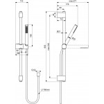 Βέργα ντους 60cm από ορείχαλκο silk black με τηλέφωνο & σπιράλ, χρώμα: Μαύρο επιφάνεια: Ματ Βέργες ντους