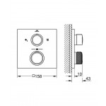 Shower tap Wall-mounted external part 2 way material: Brass thermostatic With plate without hand shower, hose and holder, color: Grey surface: Brushed Wall-mounted - external part
