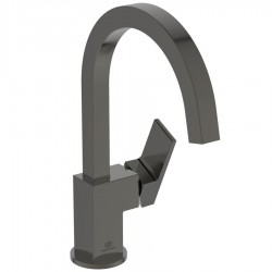 Wash basin tap Deck-mounted L size material: Brass mixer With pop-up waste set, color: Grey surface: Brushed Deck-mounted