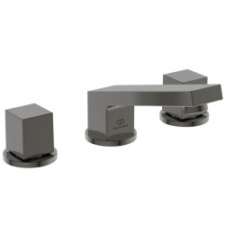 Wash basin tap Deck-mounted dual-level material: Brass S size With pop-up waste set, color: Grey surface: Brushed Deck-mounted