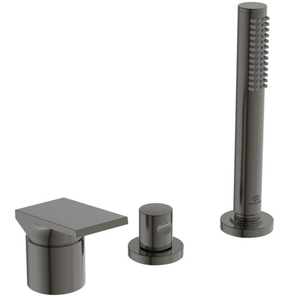 Μπαταρία μπανιέρας επικαθήμενη κομπλέ από ορείχαλκο Magnetic Grey, χρώμα: Γκρι επιφάνεια: Βουρτσισμένη Επικαθήμενες