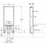 Πλαίσιο εντοιχισμένο  Υ119 x Π47,5 x Β10,7cm επίτοιχης λεκάνης, χρώμα: Μπλε Βάσεις