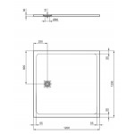Ντουζιέρα τετράγωνη 120x120x3 από συνθετικό Jet Black, χρώμα: Μαύρο επιφάνεια: Ματ Τετράγωνες