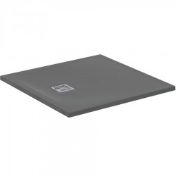 Ντουζιέρα τετράγωνη 90x90x3 από συνθετικό Concrete Grey, χρώμα: Γκρι Σκούρο επιφάνεια: Ματ Τετράγωνες