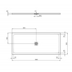 Shower tray Rectangular 180x80x3 material: Synthetic Concrete Grey, color: Dark Grey surface: Matt Rectangular
