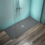 Shower tray Rectangular 180x80x3 material: Synthetic Concrete Grey, color: Dark Grey surface: Matt Rectangular