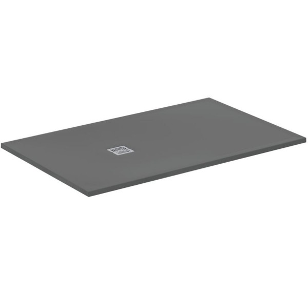 Ντουζιέρα ορθογώνια 160x100x3 από συνθετικό Concrete Grey, χρώμα: Γκρι Σκούρο επιφάνεια: Ματ Ορθογώνιες