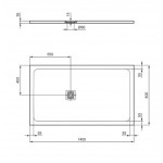 Ντουζιέρα ορθογώνια 140x80x3 από συνθετικό Concrete Grey, χρώμα: Γκρι Σκούρο επιφάνεια: Ματ Ορθογώνιες