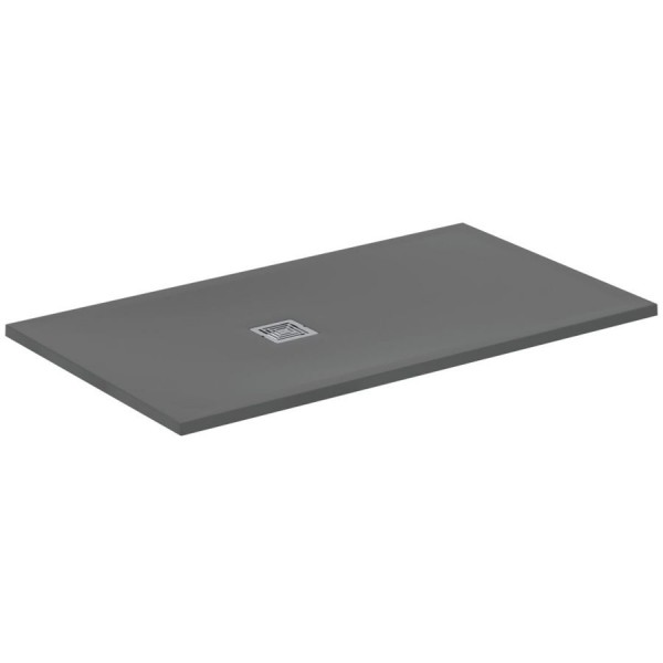 Ντουζιέρα ορθογώνια 140x80x3 από συνθετικό Concrete Grey, χρώμα: Γκρι Σκούρο επιφάνεια: Ματ Ορθογώνιες