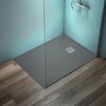 Ντουζιέρα ορθογώνια 120x90x3 από συνθετικό Concrete Grey, χρώμα: Γκρι Σκούρο επιφάνεια: Ματ Ορθογώνιες