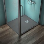 Ντουζιέρα ορθογώνια 100x90x3 από συνθετικό Concrete Grey, χρώμα: Γκρι Σκούρο επιφάνεια: Ματ Ορθογώνιες