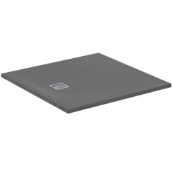 Ντουζιέρα τετράγωνη 100x100x3 από συνθετικό Concrete Grey, χρώμα: Γκρι Σκούρο επιφάνεια: Ματ