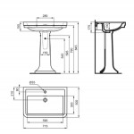 Washbasin Wall-mounted 71,5x50 With 1 bowl With overflow With two holes material: Porcelain, color: White surface: Glossy Wall-mounted Washbasin Wall-mounted 71,5x50 With 1 bowl With overflow With two holes material: Porcelain, color: White surface: Glossy Wall-mounted