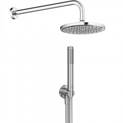 Κεφαλή ντους επίτοιχος τύπος 20x20 από ορείχαλκο 1 ροής με βραχίονα 40cm, τηλέφωνο stick 1 ροής, στήριγμα με παροχή & σπιράλ Idealflex 1,75m, χρώμα: Χρωμέ επιφάνεια: Γυαλιστερή Κεφαλές ντους