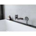 Shower tap Wall-mounted external part 2 way material: Brass mixer With plate without hand shower, hose and holder, color: Dark Grey surface: Brushed Wall-mounted - external part