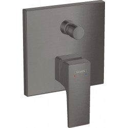 Shower tap Wall-mounted external part 2 way material: Brass mixer With plate without hand shower, hose and holder, color: Dark Grey surface: Brushed Wall-mounted - external part