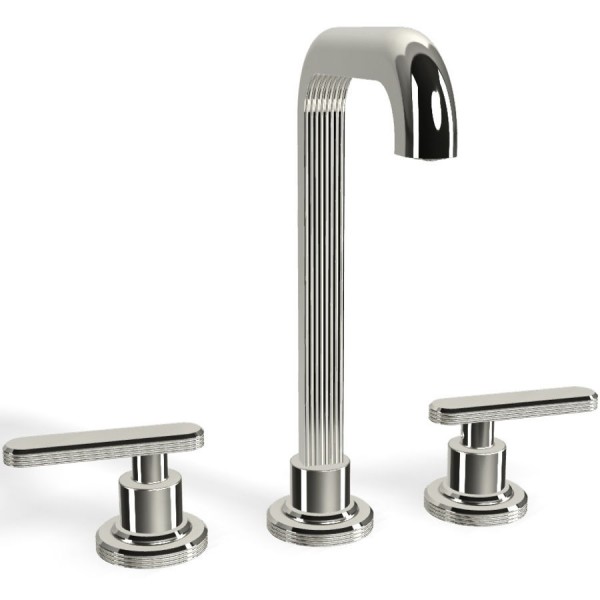 Wash basin tap Deck-mounted dual-level L size material: Brass With push-open waste set Υ26cm, color: Chrome surface: Glossy Deck-mounted
