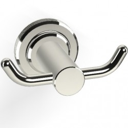 Hook double Flat wall mounted material: Brass, color: Chrome surface: Glossy Hooks