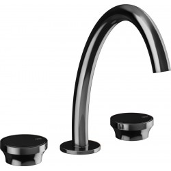 Wash basin tap Deck-mounted dual-level L size material: Brass Without waste Υ24,3cm Black Metal PVD, color: Black surface: Glossy Deck-mounted