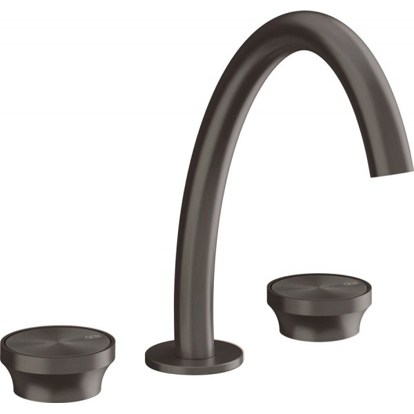 Wash basin tap Deck-mounted dual-level L size material: Brass Without waste Υ24,3cm Black Metal Brushed PVD, color: Black surface: Brushed Deck-mounted Wash basin tap Deck-mounted dual-level L size material: Brass Without waste Υ24,3cm Black Metal Brushed PVD, color: Black surface: Brushed Deck-mounted