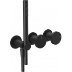 Shower tap Wall-mounted external part 2 way 3 holes material: Brass mixer with hand shower, hose and holder Matte Black, color: Black surface: Matt Wall-mounted - external part