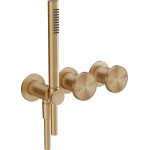 Shower tap Wall-mounted external part 2 way 3 holes material: Brass mixer with hand shower, hose and holder Warm Bronze Brushed PVD, color: Bronze surface: Brushed Wall-mounted - external part