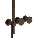 Shower tap Wall-mounted external part 2 way 3 holes material: Brass mixer with hand shower, hose and holder Dark Bronze, color: Bronze surface: Brushed Wall-mounted - external part