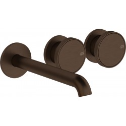 Wash basin tap Wall-mounted - external part 3 holes mixer Without waste, color: Bronze 20,1cm Dark Bronze material: Brass surface: Brushed Wall-mounted - external part