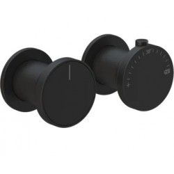 Shower tap Wall-mounted external part 2 holes 2 way material: Brass thermostatic without hand shower, hose and holder Matte Black, color: Black surface: Matt Wall-mounted - external part