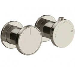 Shower tap Wall-mounted external part 2 holes 2 way material: Brass thermostatic without hand shower, hose and holder Nickel PVD, color: Chrome surface: Glossy Wall-mounted - external part
