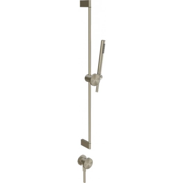 Shower slider rail 80cm material: Brass Finox Brushed Nickel PVD with hand shower, hose & outlet elbow, color: Chrome surface: Brushed Shower slider rails