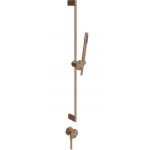 Shower slider rail 80cm material: Brass Copper Brushed Pvd with hand shower, hose & outlet elbow, color: Bronze surface: Brushed Shower slider rails