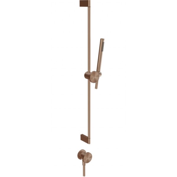 Shower slider rail 80cm material: Brass Copper Brushed Pvd with hand shower, hose & outlet elbow, color: Bronze surface: Brushed Shower slider rails