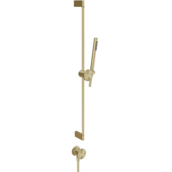 Βέργα ντους 80cm από ορείχαλκο 1,5m, Brass Brushed Pvd με τηλέφωνο, σπιράλ & παροχή, χρώμα: Χρυσό επιφάνεια: Βουρτσισμένη Βέργες ντους