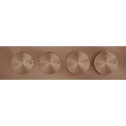 Shower tap Wall-mounted external part 2 way material: Brass thermostatic With plate with separate exits without hand shower, hose and holder Copper Brushed Pvd, color: Bronze surface: Brushed Wall-mounted - external part