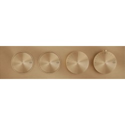 Shower tap Wall-mounted external part 2 way material: Brass thermostatic With plate with separate exits without hand shower, hose and holder Warm Bronze Brushed PVD, color: Gold surface: Brushed Wall-mounted - external part