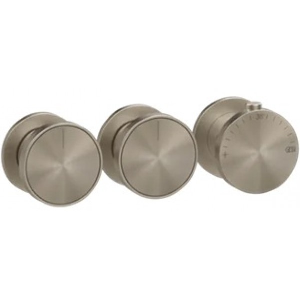 Shower tap Wall-mounted external part 2 way 3 holes material: Brass thermostatic with separate exits without hand shower, hose and holder Finox Brushed Nickel PVD, color: Chrome surface: Brushed Wall-mounted - external part