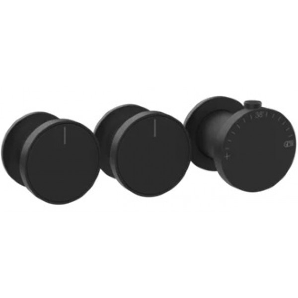 Shower tap Wall-mounted external part 2 way 3 holes material: Brass thermostatic with separate exits without hand shower, hose and holder Matte Black, color: Black surface: Matt Wall-mounted - external part