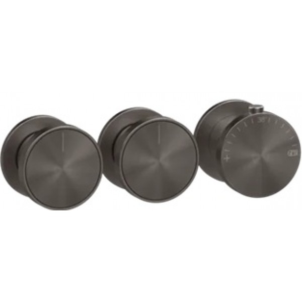 Shower tap Wall-mounted external part 2 way 3 holes material: Brass thermostatic with separate exits without hand shower, hose and holder Black Metal Brushed PVD, color: Black surface: Brushed Wall-mounted - external part