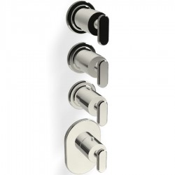Shower tap Wall-mounted external part 3 way 4 holes material: Brass thermostatic with separate exits without hand shower, hose and holder, color: Chrome surface: Glossy Wall-mounted - external part
