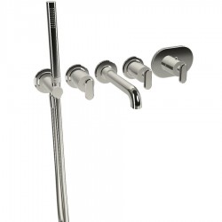 Μπαταρία μπανιέρας εντοιχιζόμενη εξωτερικό μέρος 2 εξόδων από ορείχαλκο Nickel Lucido, χρώμα: Χρωμέ επιφάνεια: Γυαλιστερή Εντοιχιζόμενες εξωτερικό μέρος