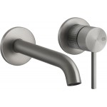 Wash basin tap Wall-mounted - external part 2 holes mixer Without waste, color: Chrome 20,1cm material: Inox surface: Brushed Wall-mounted - external part