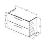 Βάση επίπλου χωρίς νιπτήρα 100x44 από ξύλο συνθετικό με 2 συρτάρια , greige mat επίτοιχου τύπου, χρώμα: Γκρι/Μπεζ Βάσεις επίπλου χωρίς νιπτήρα