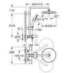 Bathtub tap with showerpipe and overhead shower Wall-mounted material: Brass thermostatic, color: Chrome surface: Glossy Wall-mounted exposed with showerpipe and overhead shower Bathtub tap with showerpipe and overhead shower Wall-mounted material: Brass thermostatic, color: Chrome surface: Glossy Wall-mounted exposed with showerpipe and overhead shower