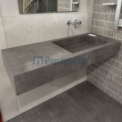 Furniture bench with washbasin 120x50x16 material: Granite Gres Porcell.Smaltato surface: Matt 1 basin, color: Grey
